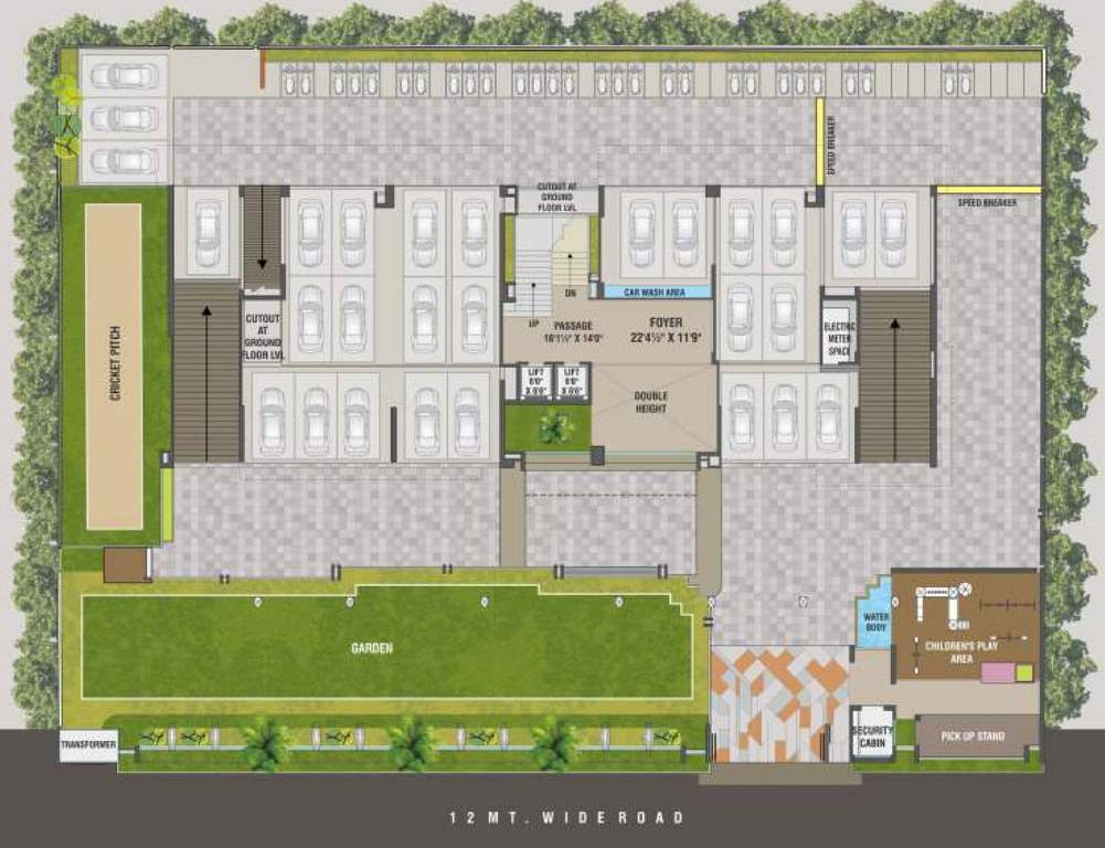  heights Block A Ground Floor Cluster Plan