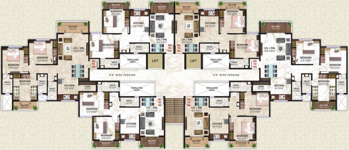  om shree shrushti Om Shree Shrushti Cluster Plan from 1st to 7th Floor