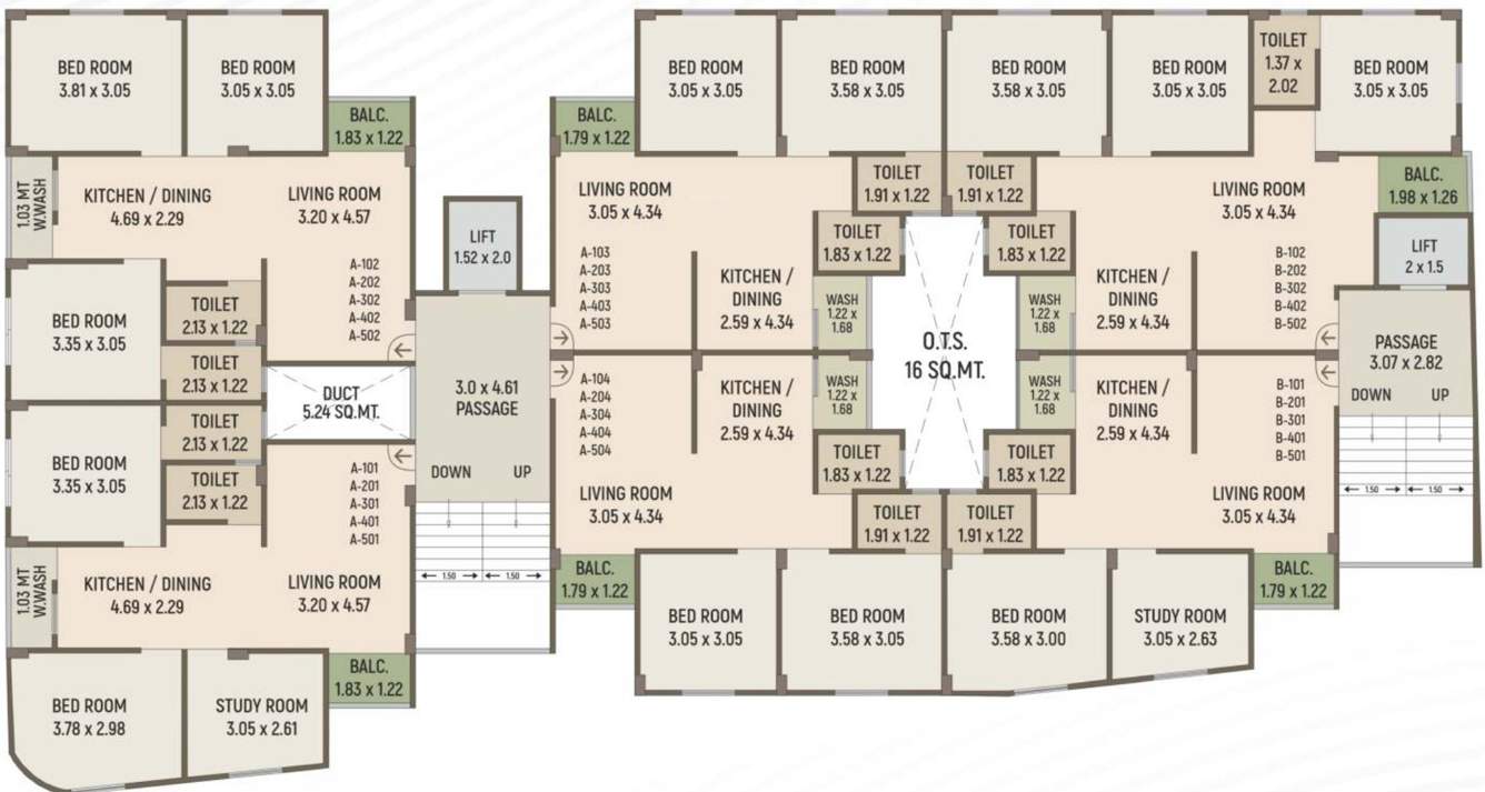  jalaram heritage Block A & B  Cluster Plan from 1st to 5th Floor