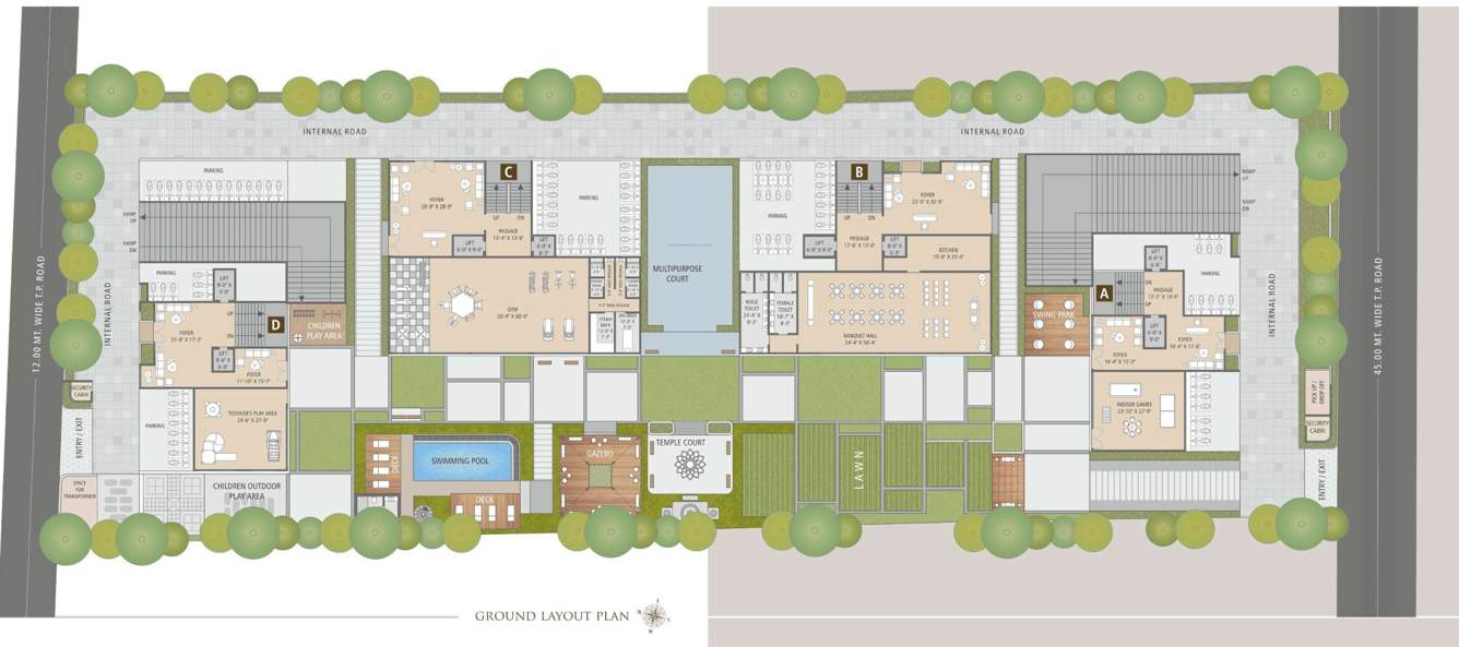  millionaires lifestyle Building A , Building B, BuildingC And Building D Cluster Plan for ground Floor