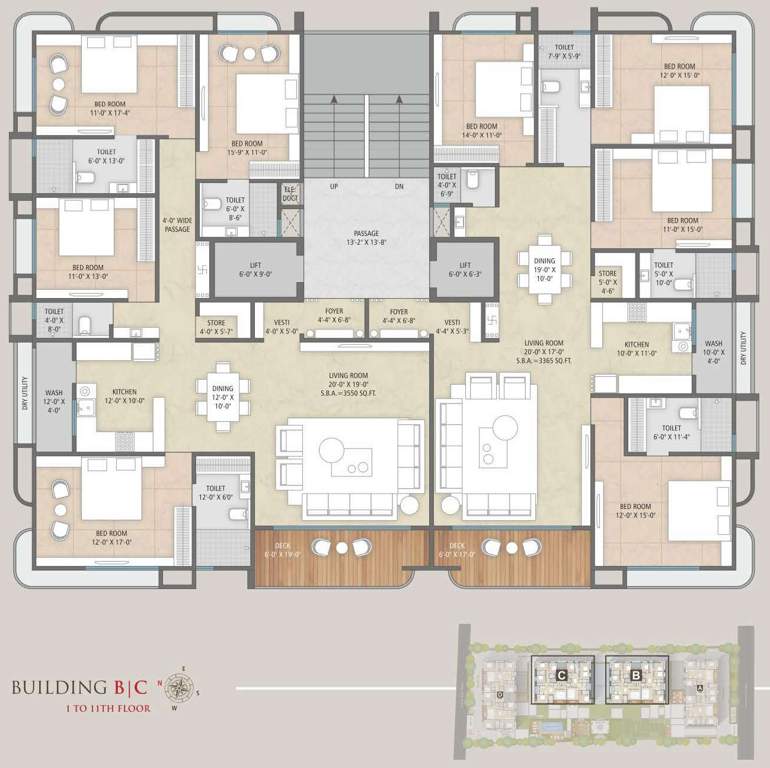  millionaires lifestyle Building B And Building C  Cluster Plan from 1st to 11th Floor