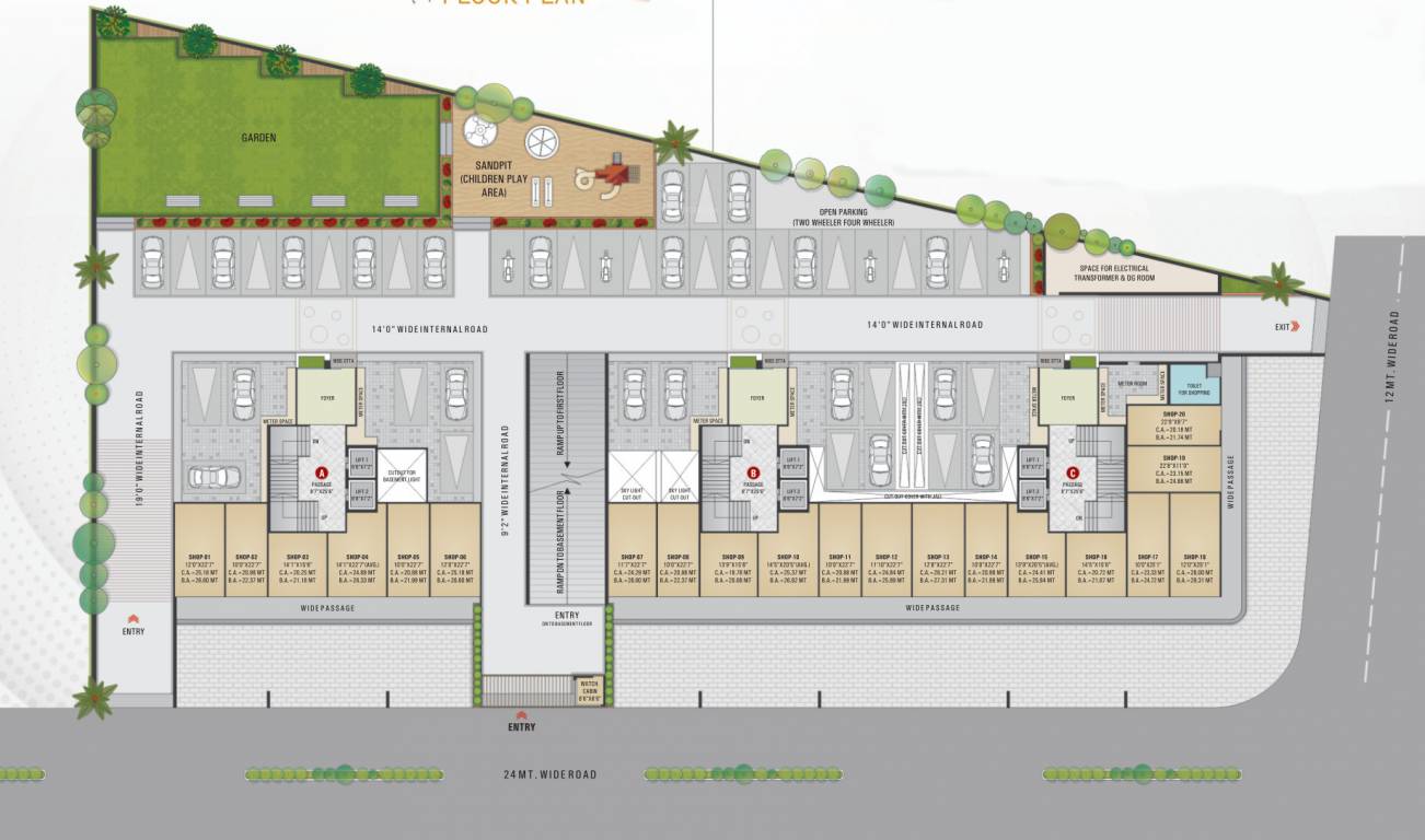 serenity homes Block A, B & C Ground Floor Cluster Plan
