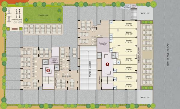  swagatam-99 A, B Ground Floor Cluster Plan