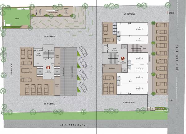  swastik-marvella A,B Ground Floor Cluster Plan
