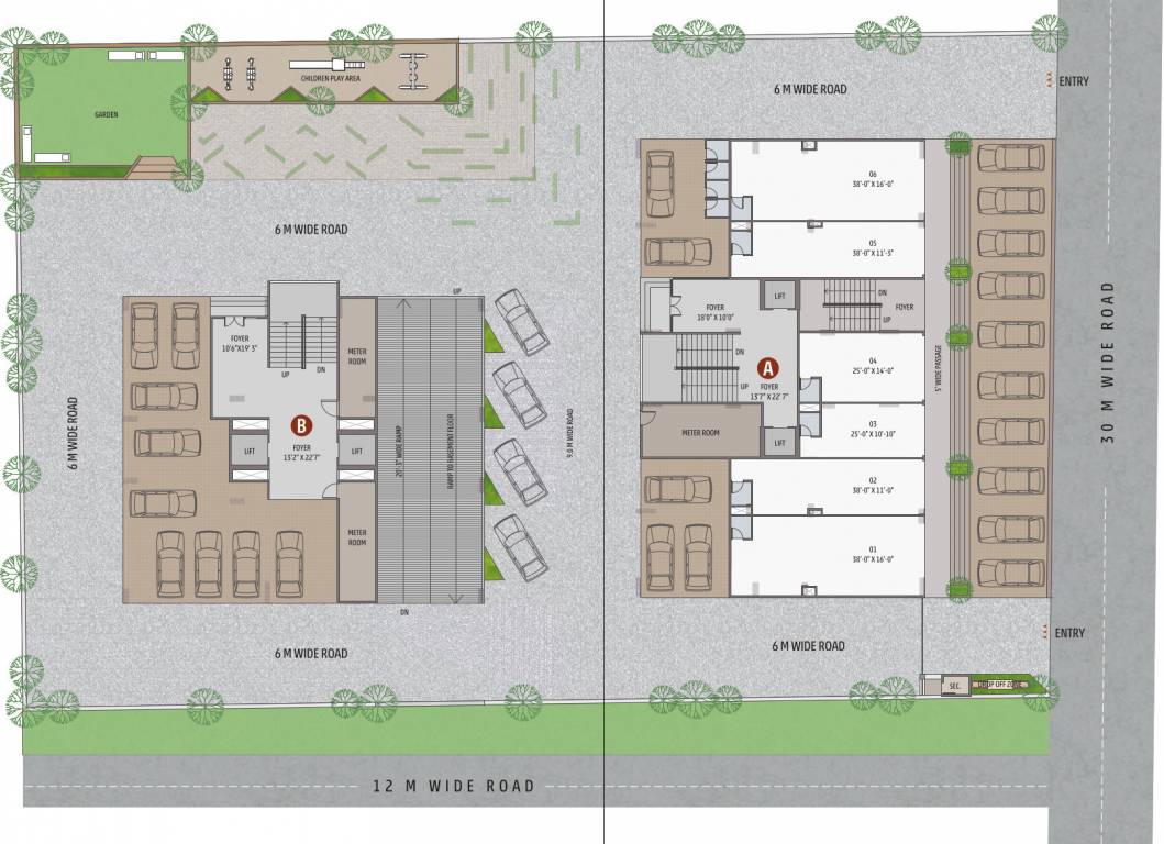  swastik marvella A,B Ground Floor Cluster Plan