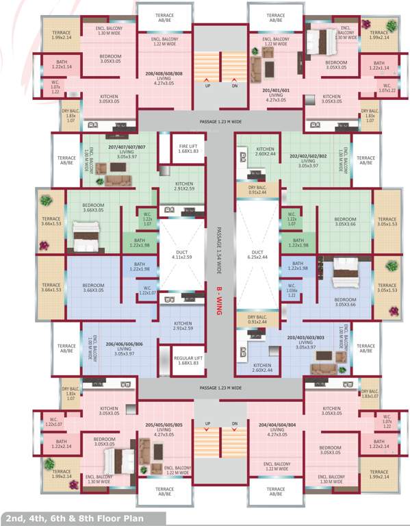  shanaya elegance B Wing Cluster Plan from 2nd, 4rth, 6th, 8th And 10th Floor