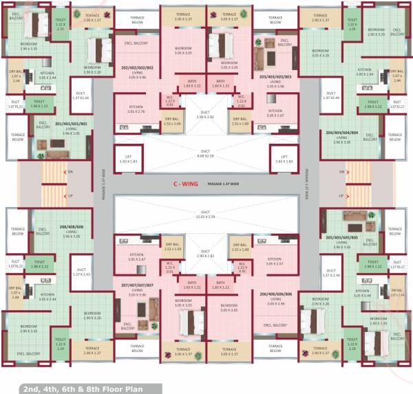  shanaya-elegance C Wing Cluster Plan from 2nd, 4rth, 6th And 8th Floor