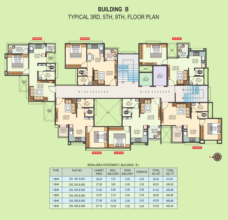  shubh shagun Building B Cluster Plan from 3rd, 5th And 9th Floor