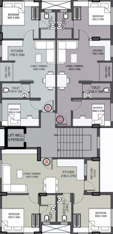  oakland Oakland Cluster Plan from 1st to 4th Floor