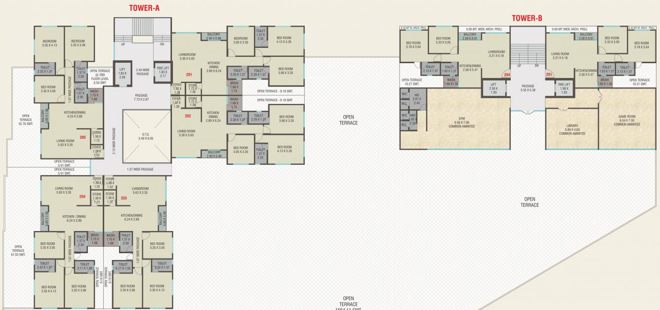 twin tower Block A & B Cluster Plan for 2nd Floor