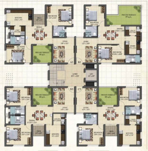  queens park Beech Cluster Plan for 5th Floor