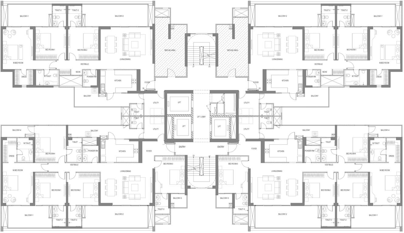  woods phase 3 Plumeria Tower 10 Cluster Plan From 20th To 30th Floor