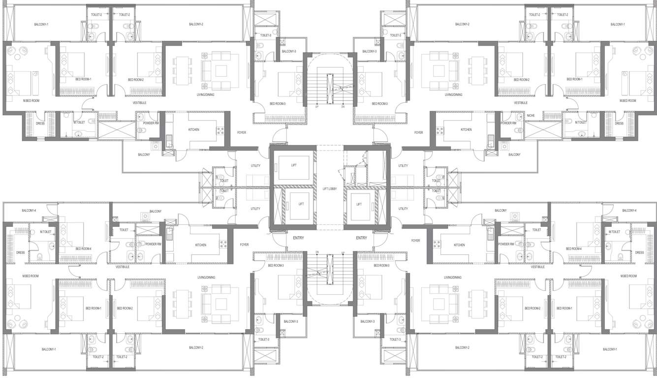  woods phase 3 Plumeria Tower 10 Cluster Plan From 2nd To 34th Floor