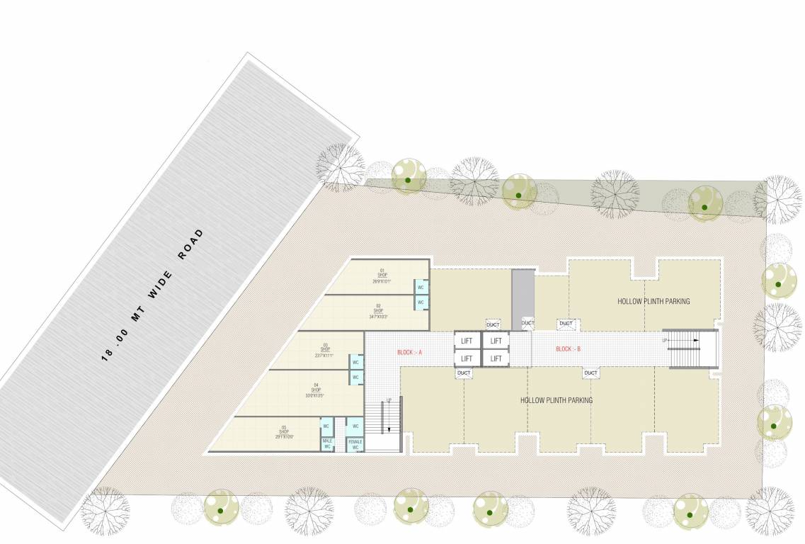  shyamal parisar A,B Cluster Plan For Ground Floor