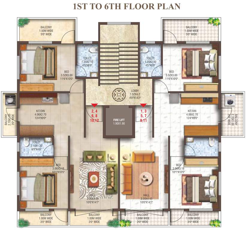  vanraj homes Vanraj Homes Cluster Plan from 1st to 6th Floor
