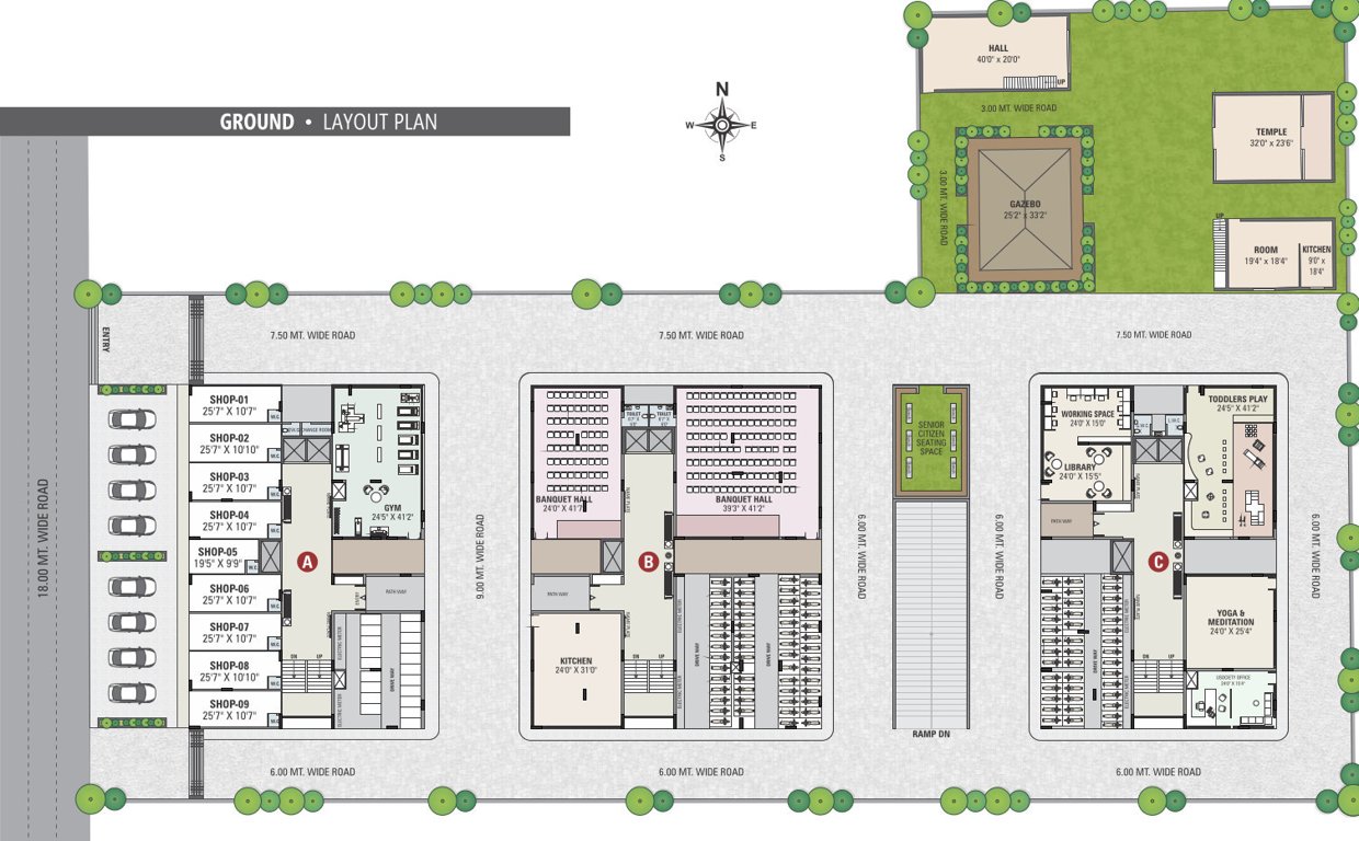  siddhashila Block A, B & C Ground Floor Cluster Plan