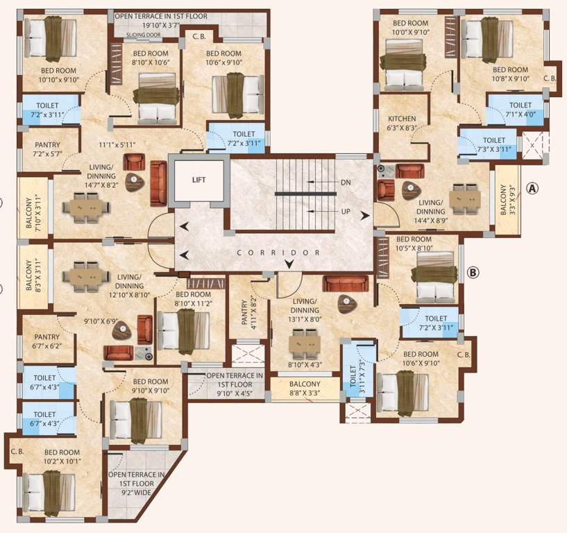  willow estate Block 1 Cluster Plan For 1st Floor