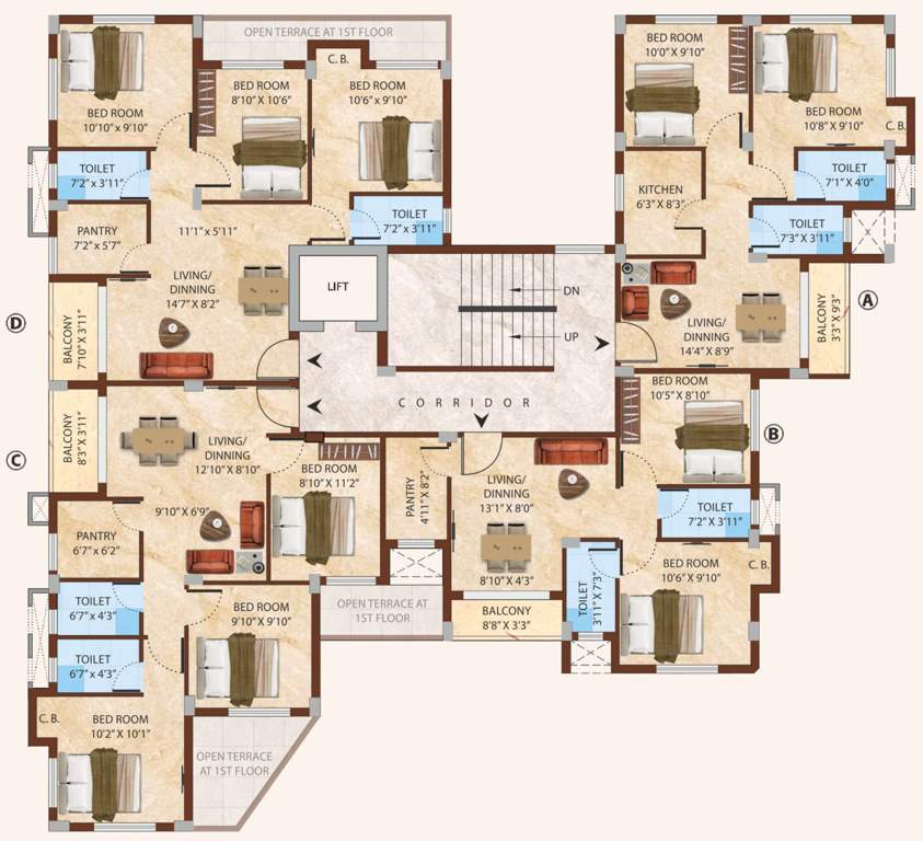  willow estate Block 1 Cluster Plan From 2nd To 4th Floor