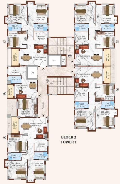  willow estate Block 2 Tower 1 Cluster Plan