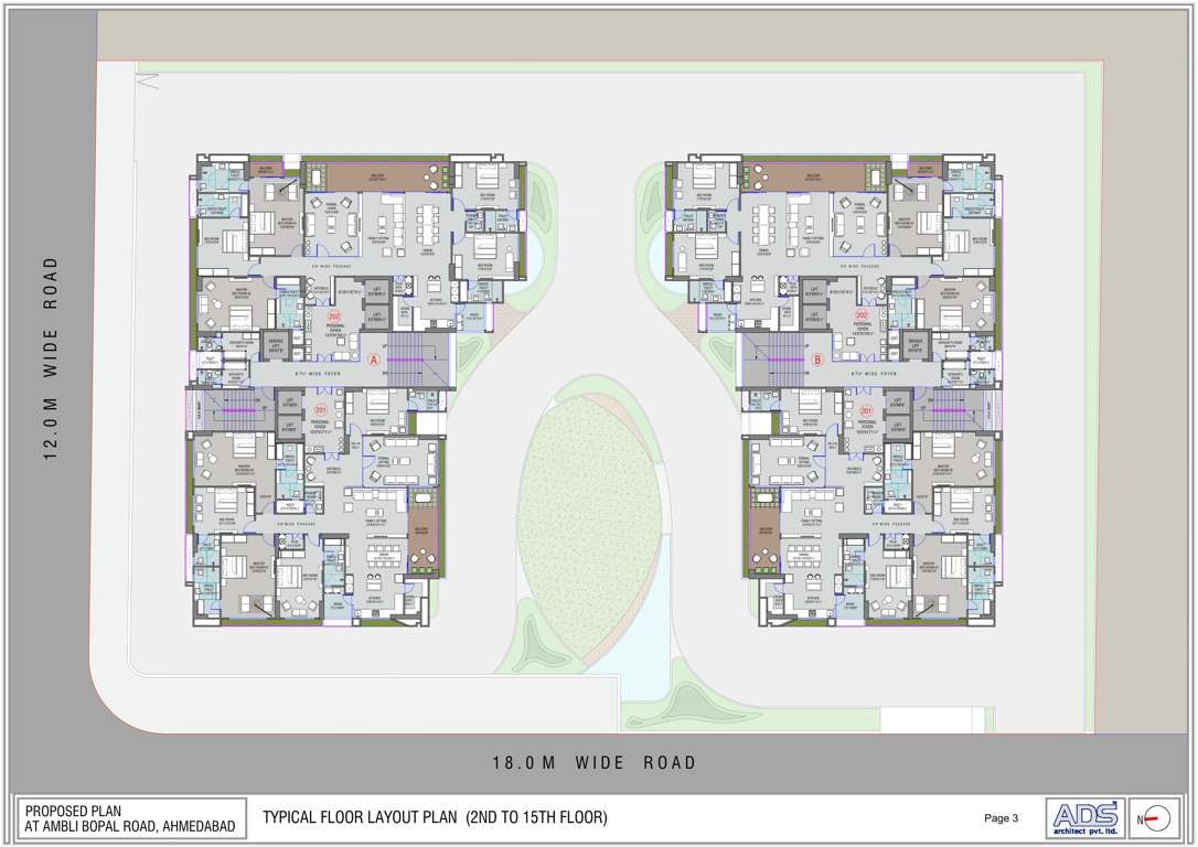 gharana Block A And B Cluster Plan from 2nd to 15th Floor