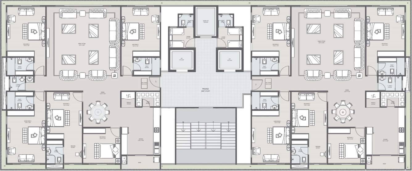 surya signature Block A & D Cluster Plan from 2nd to 18th Floor