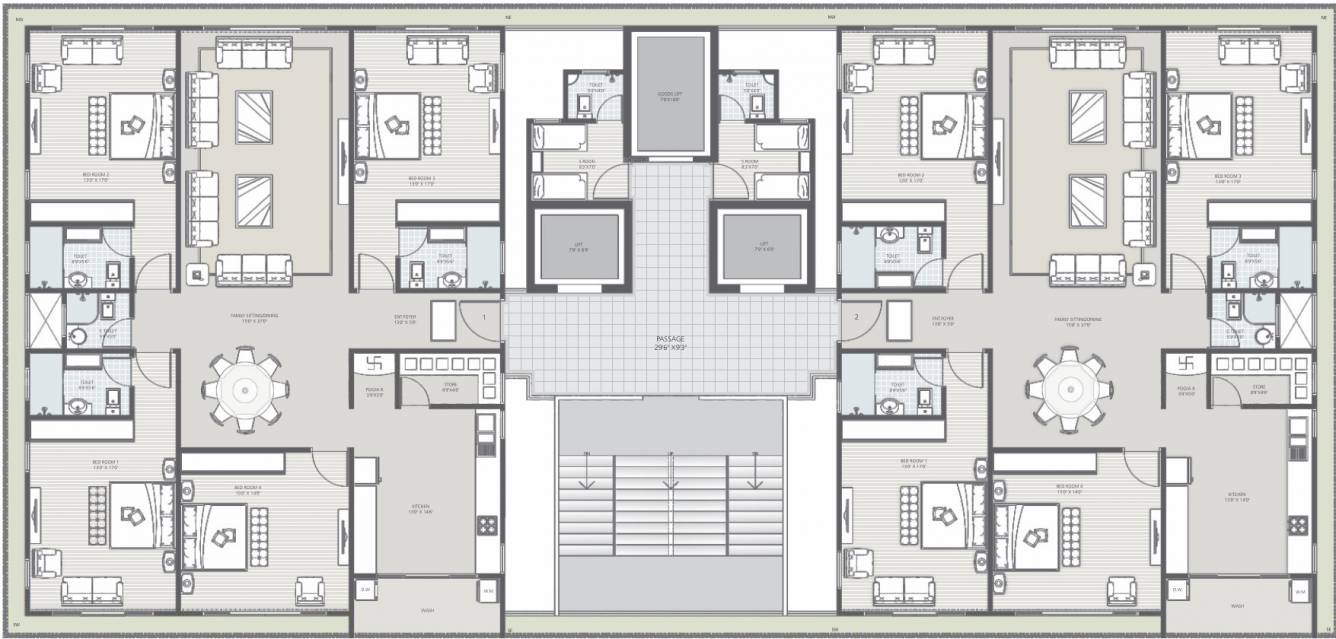 surya signature Block B, C & E Cluster Plan from 2nd to 18th Floor