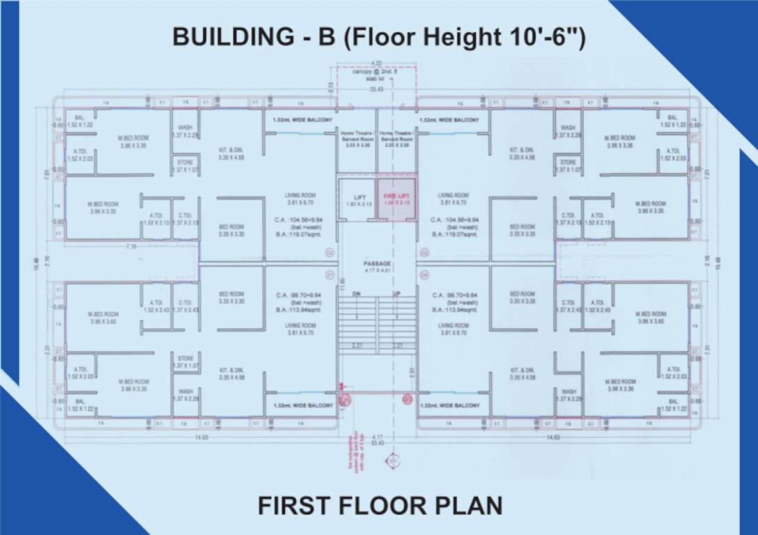 nidhi residency B Cluster Plan for 1st Floor