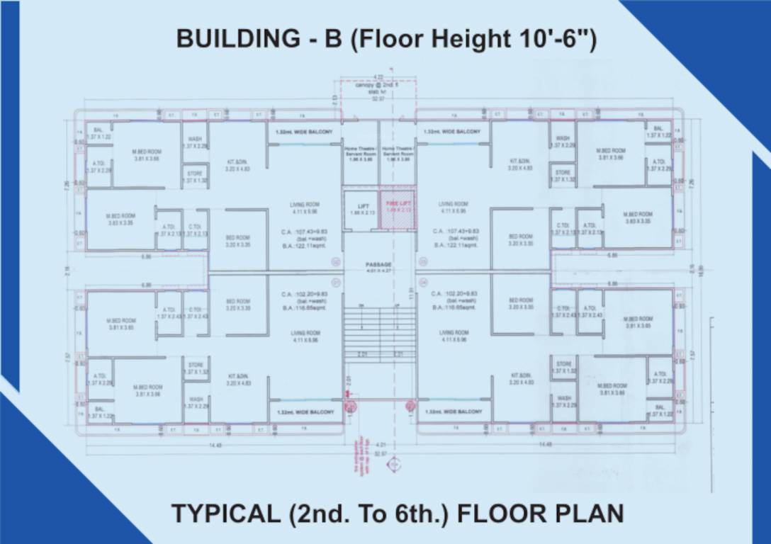 nidhi residency B Cluster Plan from 2nd to 6th Floor