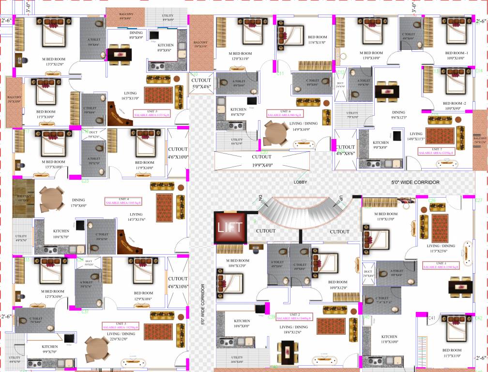  sai deepam Sai Deepam Cluster Plan from 1st to 5th Floor