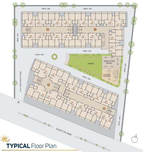  homes1 Block A, Block B, Block C And Block D Cluster Plan from 1st to 7th Floor