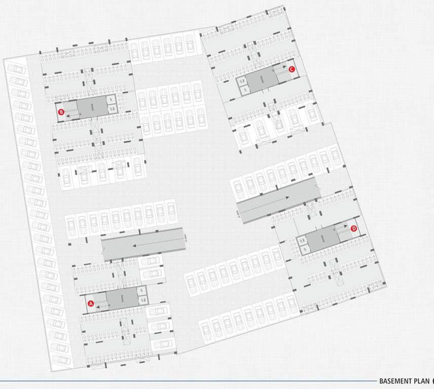  kiran classic towers 3 Block A, Block B, Block C, Block D Basement  Cluster Plan