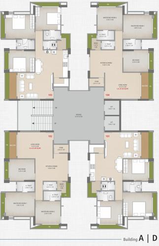 Block A, Block D Cluster Plan from 1st to 14th Floor kiran-classic-towers-3 Block A, Block D Cluster Plan from 1st to 14th Floor