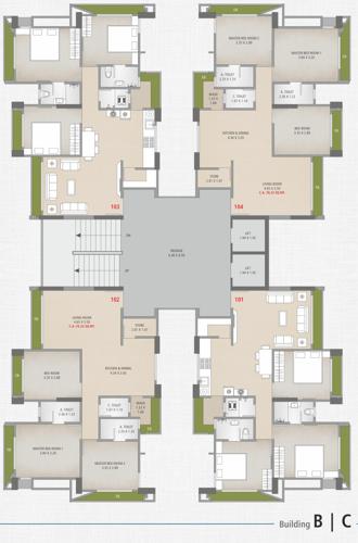 Block B, Block C Cluster Plan from 1st to 14th Floor kiran-classic-towers-3 Block B, Block C Cluster Plan from 1st to 14th Floor