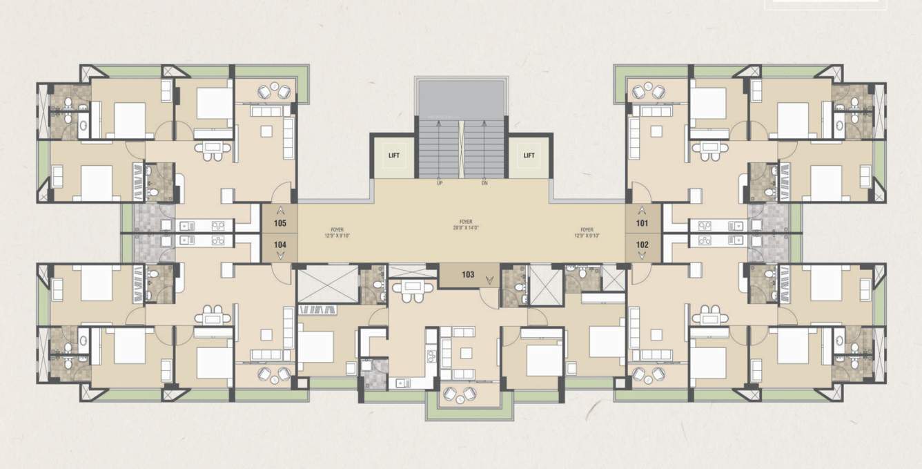  krish icon Krish Icon Cluster Plan from 2nd to 12th Floor
