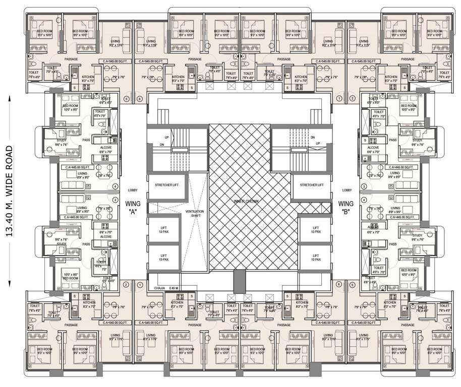  omkareshwar Wing A, Wing B Cluster Plan