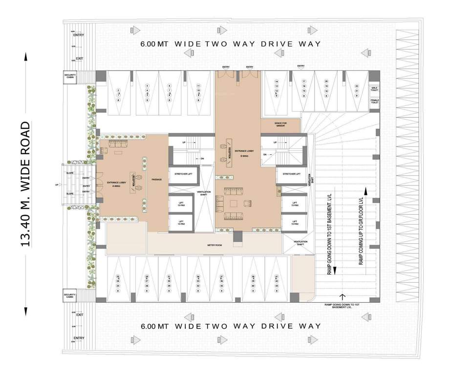  omkareshwar Wing A, Wing B Cluster Plan for ground Floor