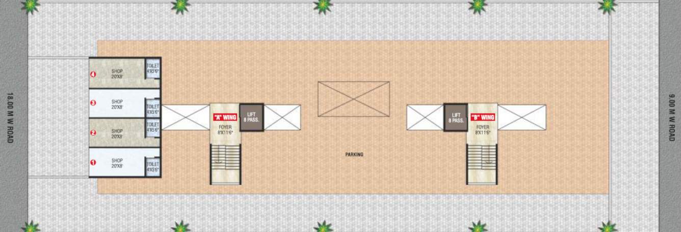  shivalay heights Wing A and Wing B Cluster Plan for ground Floor