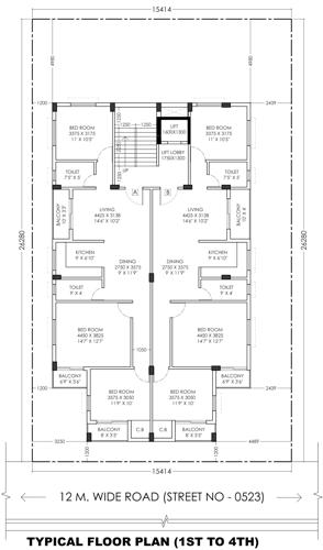  jyotishka-co-operative-housing-society Jyotishka Co Operative Housing Society Cluster Plan from 1st to 4th Floor
