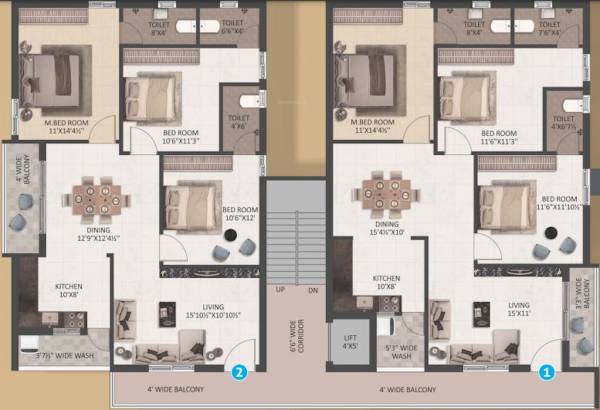  lake-front Lake Front Cluster Plan For Typical Floor