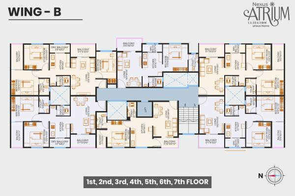  atrium-abc Building B Cluster Plan from 1st to 7th Floor