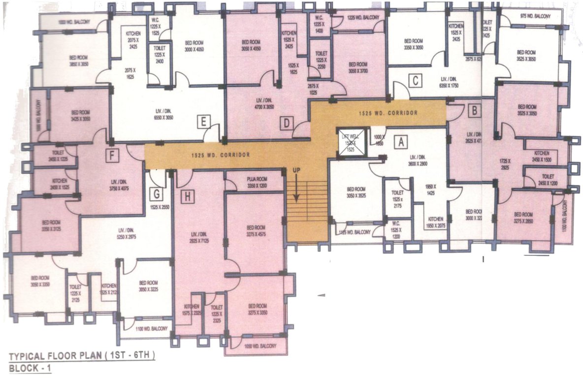  sunflower tower Block 1 Cluster Plan from 1st to 6th Floor