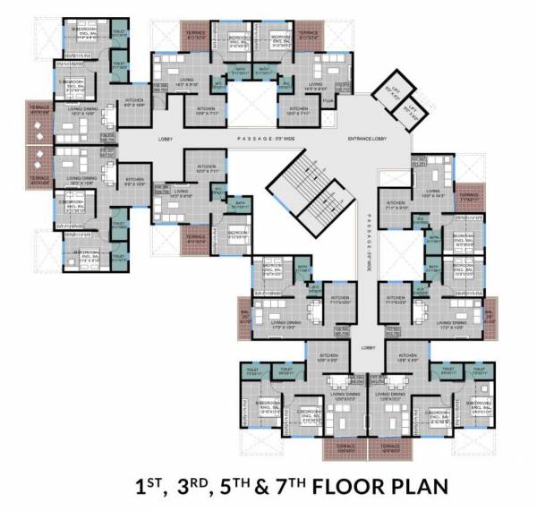  ravi-uday A Cluster Plan from 1st, 3rd, 5th And 7th Floor