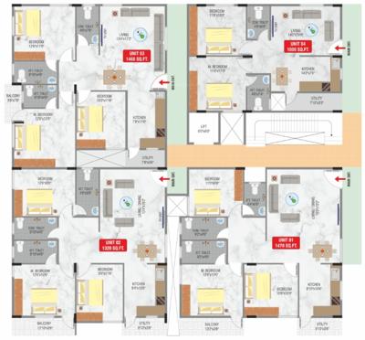  sri-balaji-residency Laavanya Sri Balaji Residency Cluster Plan from 1st to 4th Floor