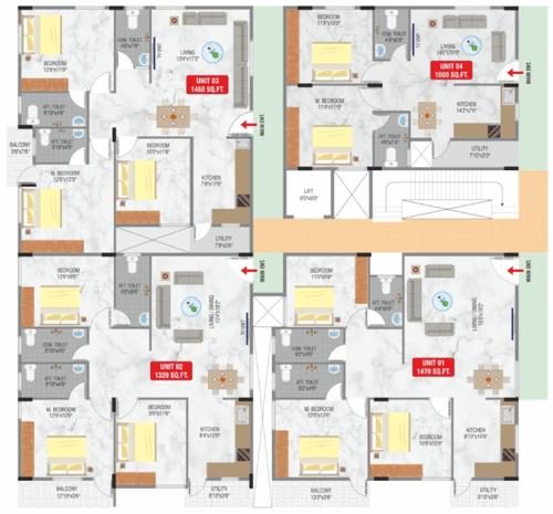  sri-balaji-residency Laavanya Sri Balaji Residency Cluster Plan from 1st to 4th Floor