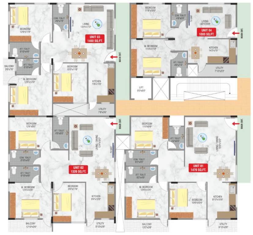  sri balaji residency Laavanya Sri Balaji Residency Cluster Plan from 1st to 4th Floor