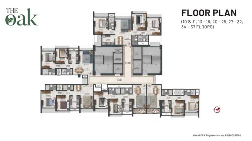  floresta-oak Agarwal Floresta Oak Cluster Plan For 10th And 11th, 13th To 18th, 20th To 25th, 27th To 32th, 34th To 37th Floor 