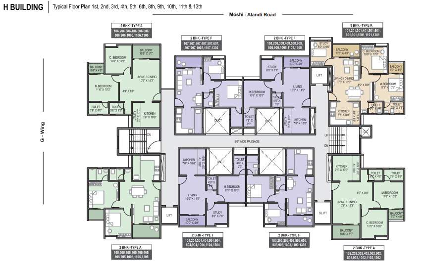  supreme BUILDING H Cluster Plan from 1st to 13th Floor