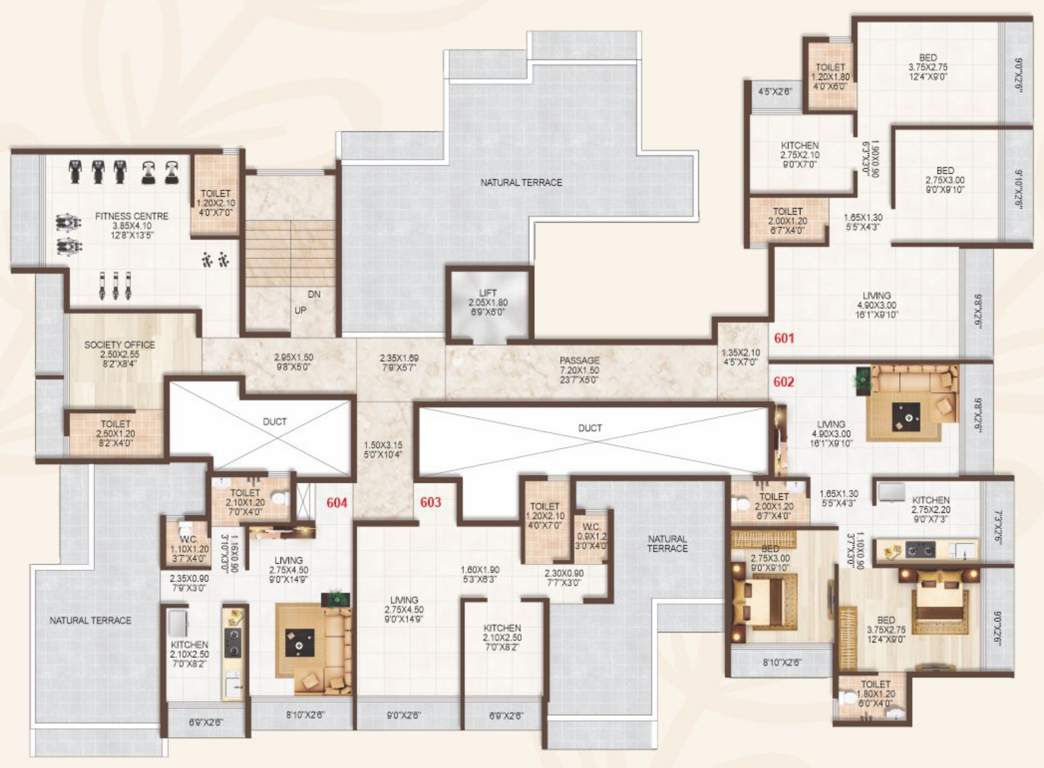  corner Shreeji Corner Cluster Plan for 6th Floor