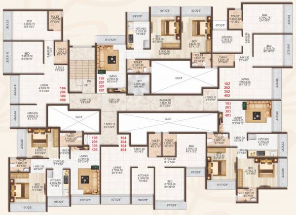  corner Shreeji Corner Cluster Plan from 1st to 4th Floor