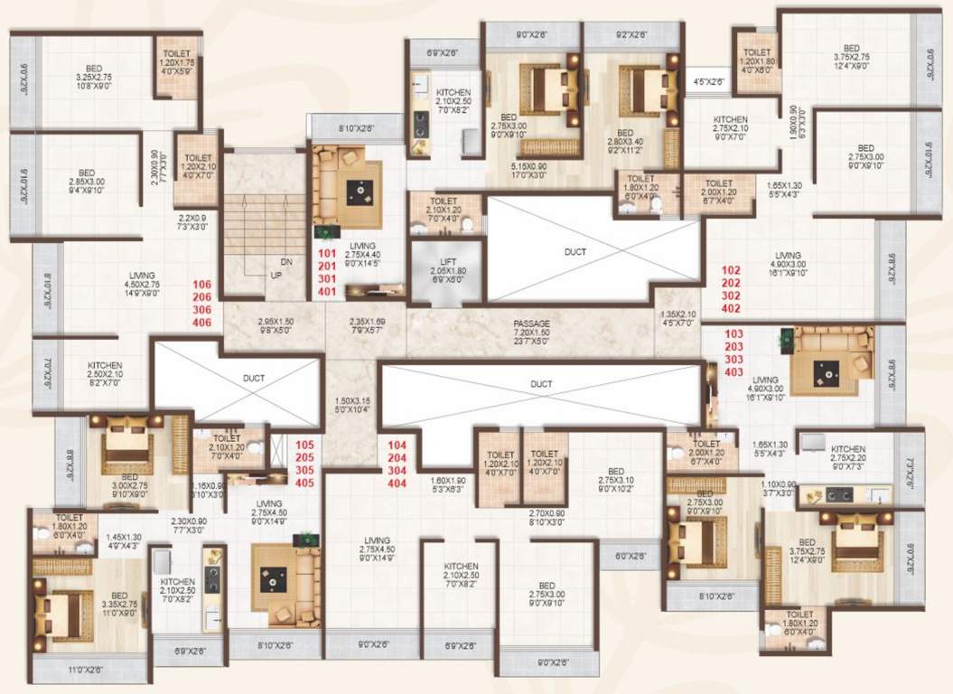  corner Shreeji Corner Cluster Plan from 1st to 4th Floor